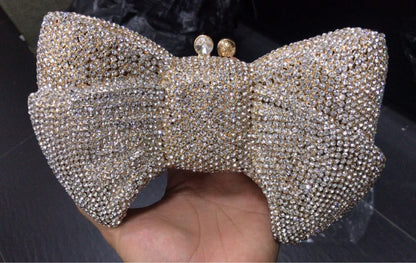 Bow Hollow out Crystal Banquet Wedding Party Dress Bag Rhinestone Luxury Designer Handbag Stone Elegant Bow Clutch Purse Bag