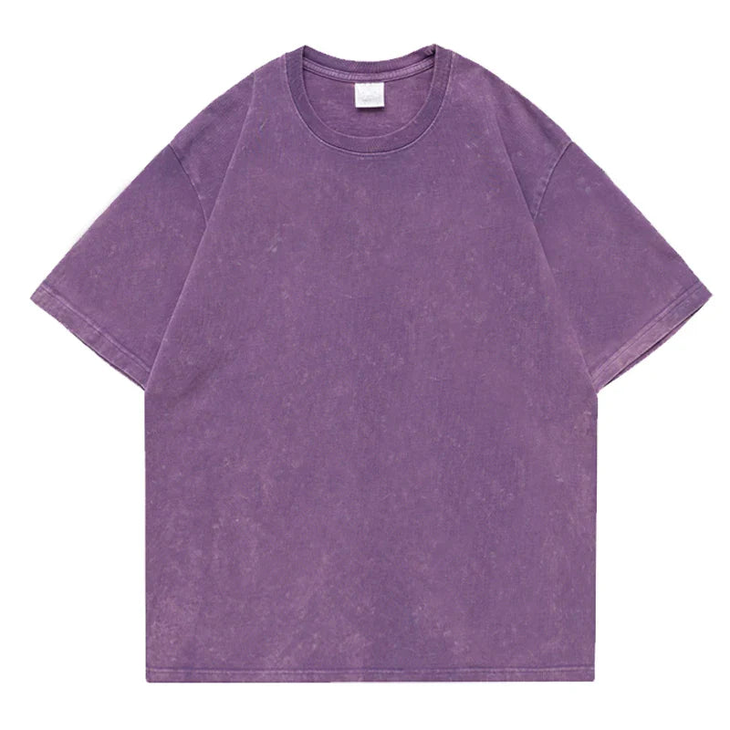 Men's Washed Vintage T-Shirts Street Hip Hop Retro Punk T Shirt Women Harajuku Casual Cotton Short Sleeve Acid Wash TShirts Top