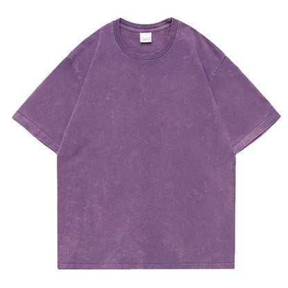 Men's Washed Vintage T-Shirts Street Hip Hop Retro Punk T Shirt Women Harajuku Casual Cotton Short Sleeve Acid Wash TShirts Top