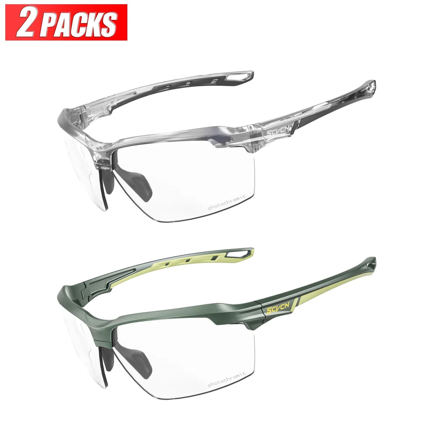 3PACKS Photochromic Cycling Sunglasses Glasses Bike MTB Bicycle Hiking Golf UV400 Sports Glasses for Men Women Baseball