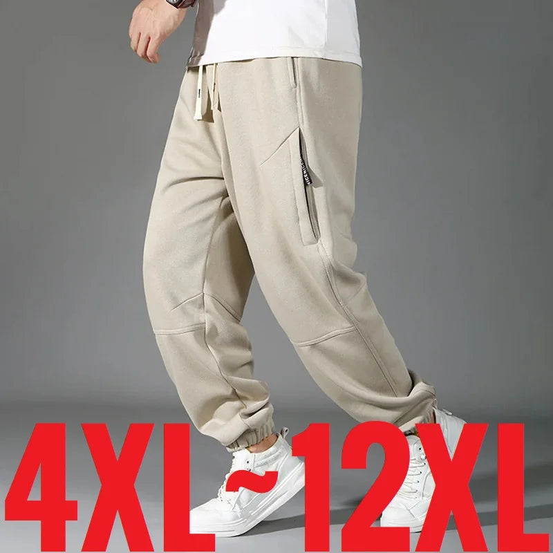 Extra Big Size Men's Pants Elastic Waist Loose Fit Jogger Male Spring Plus Large Sweatpant Fat 12XL Baggy Sport Trouser 10XL 9XL