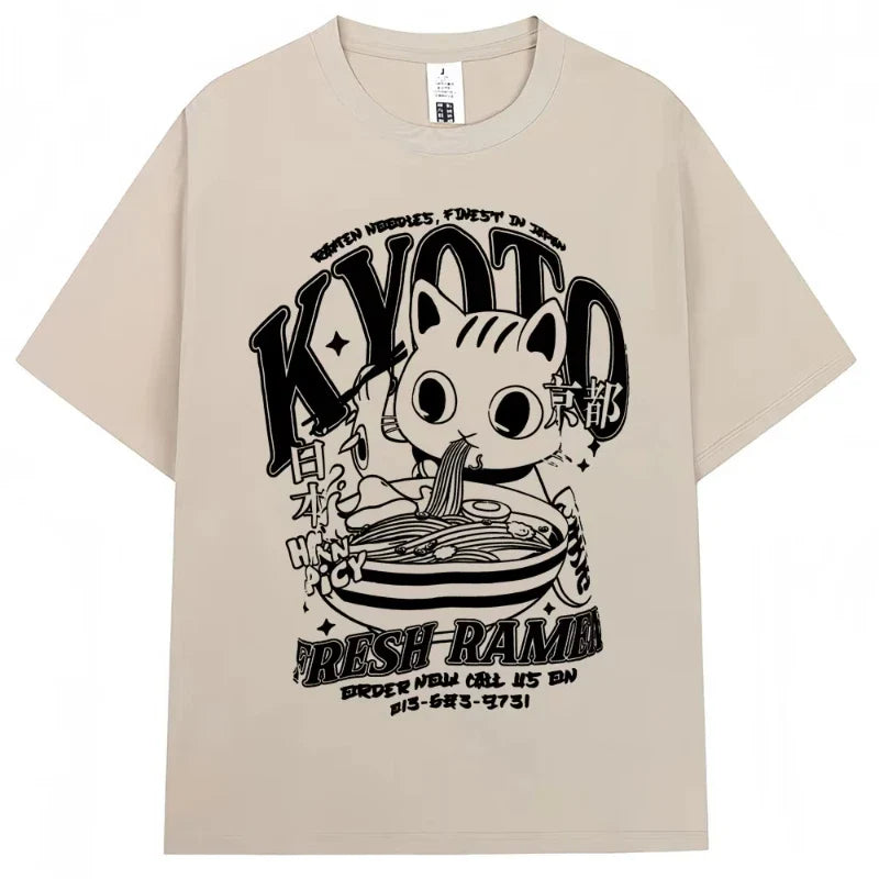 Japanese Style Hokkaido Wave Vintage T-shirt Men Women Harajuku Fashion High Quality T Shirts Oversized Cotton Summer Tee Shirt
