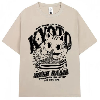 Japanese Style Hokkaido Wave Vintage T-shirt Men Women Harajuku Fashion High Quality T Shirts Oversized Cotton Summer Tee Shirt