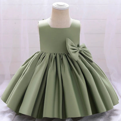 Big Bow Baby Girls Party Dress Toddler 1st Birthday Baptism Princess Kids Dresses for Girl White Wedding Prom Christmas Costumes