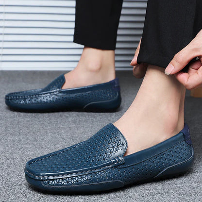 Summer Luxury Brand Men Casual Shoes Soft Genuine Leather Mens Loafers Moccasins Italian Designer Breathable Slip on Boat Shoes