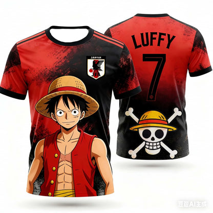 Japan One Piece Luffy Football Jersey Men T-shirt Football Special Jersey Adult Men's Quick-Drying Sweatshirt