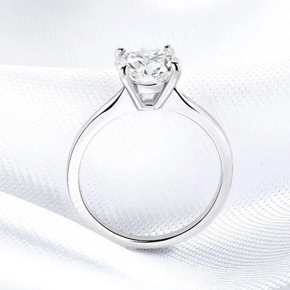 White Gold 2ct 100% Moissanite Engagement Ring for Women S925 Sterling Silver Lab Diamond Promise Wedding Band Jewelry