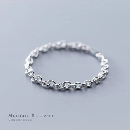 New Minimalism Chain Bracelet for Women Genuine 925 Sterling Silver Geometric Bracelet Korea Style Fine Jewelry Bijoux