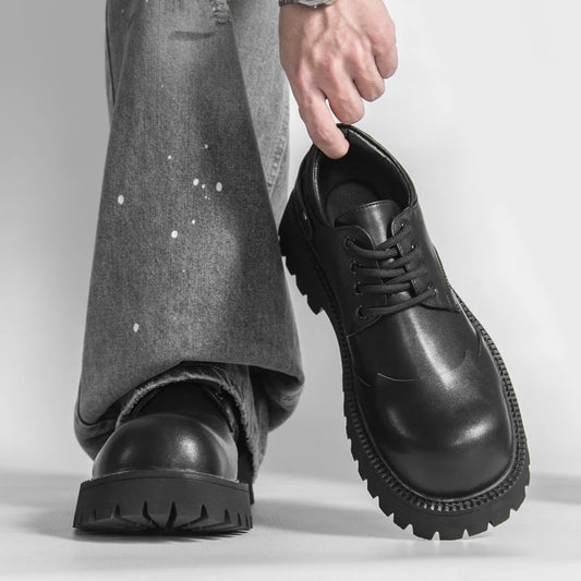 British Style Brogue Men's Oxford Shoes Thick-soled Casual Shoes Comfortable Male Business Shoes Lace-up Formal Dress Footwear