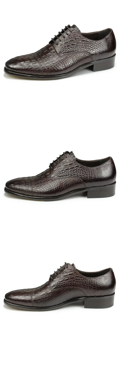 Luxury Crocodile Pattern Genuine Leather Shoes Handmade Men's Vintage Casual Leather Shoes Custom Pointed Toe Oxford Dress Shoe