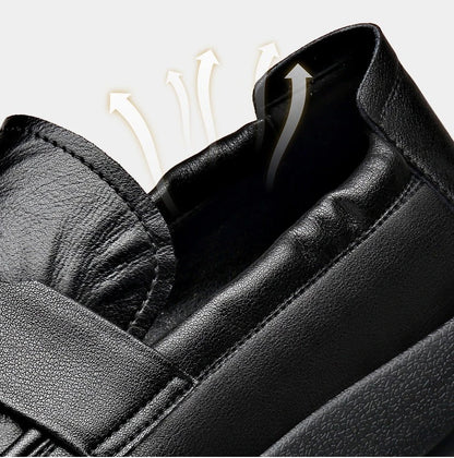 Spring Summer New Genuine Leather Shoes Men Solid Color Fashion Loafers Male Soft Sole Anti-slip Height-increasing Loafers Man