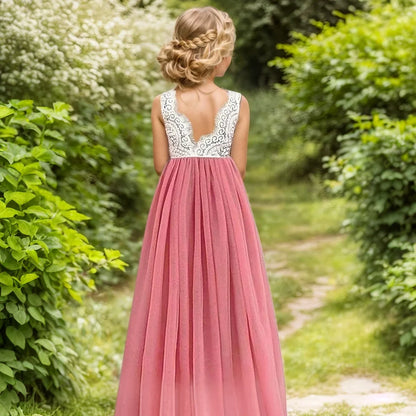 New Flower Girl Dress Baby Kids Summer Princess Party Lace Wedding Birthday Dresses Children Clothing 2 4  6 8 10 12 14