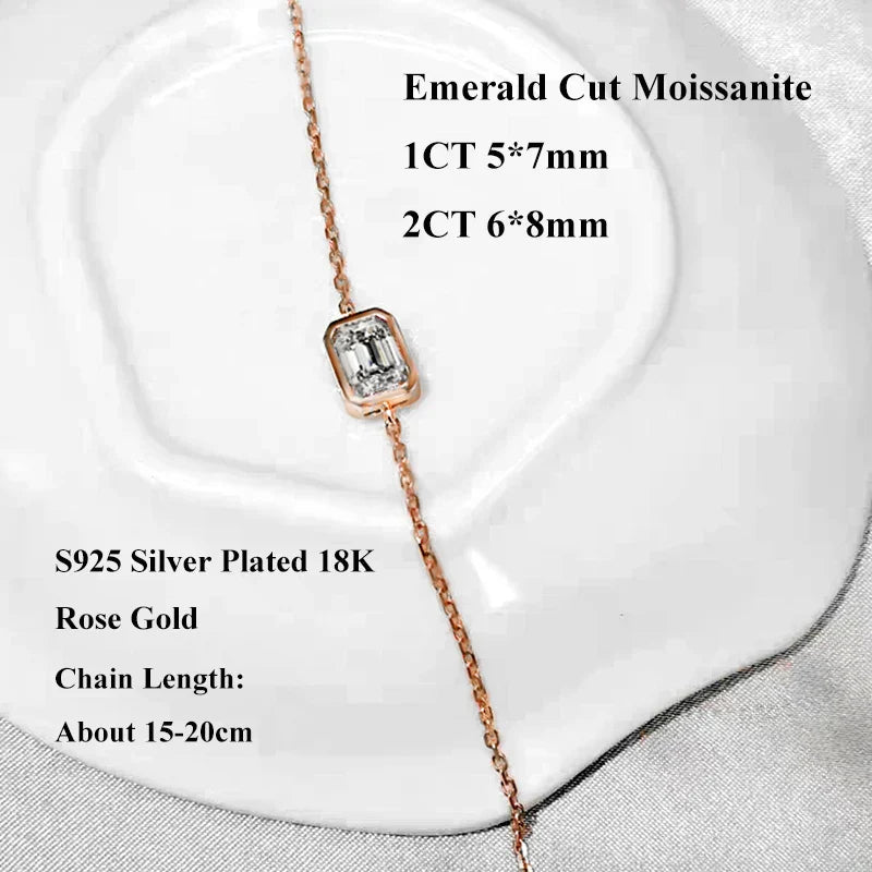 1/2CT Bezel Set Pear Oval Cut Moissanite Solitaire Link Bracelet Women S925 Silver Dainty Diamond Bridal Wrist Chain Gift
