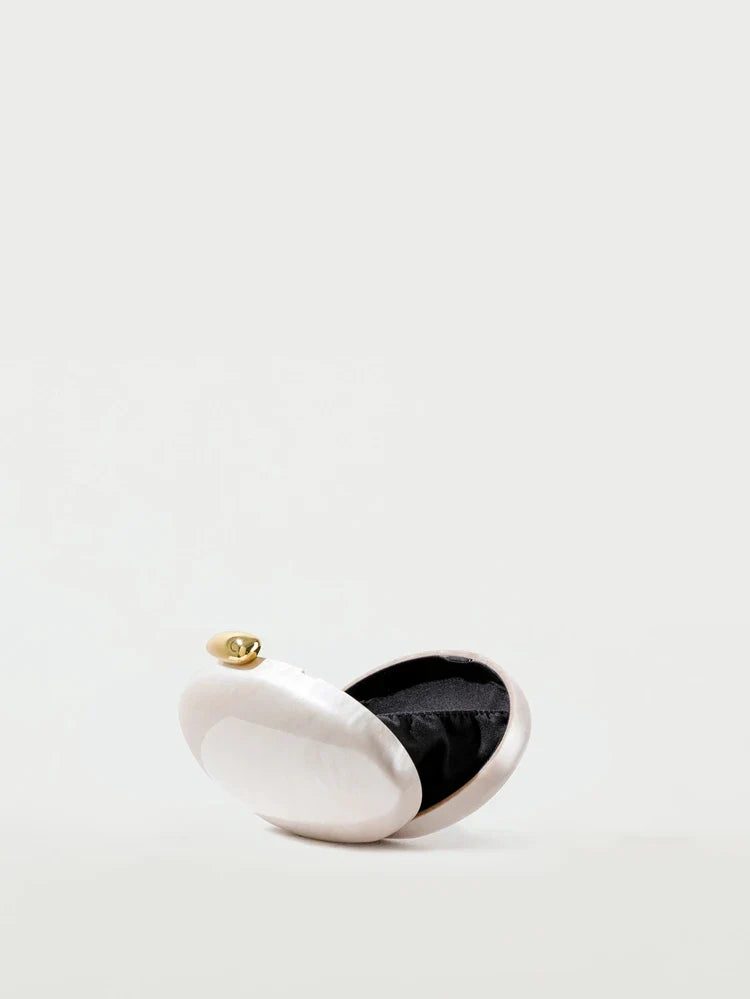 Egg shape Clutch Bag Acrylic purse women wedding evening party cute ivory pearl color purse handbag summer new 2024