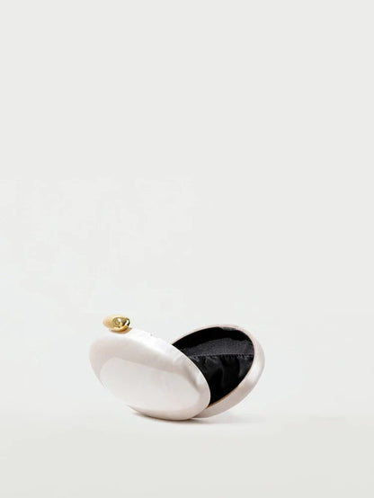 Egg shape Clutch Bag Acrylic purse women wedding evening party cute ivory pearl color purse handbag summer new 2024
