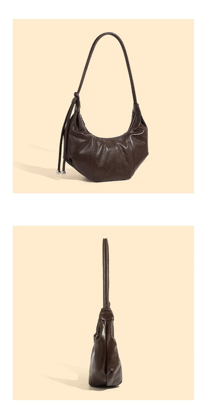 Dumpling bag leather bag Soft Leather Large Capacity minimalist shoulder bag women female luxury moon bag handbag