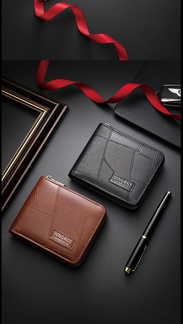 New style wallet for men and women, long single zipper handbag, fashionable and retro patchwork, large capacity purse, loose cha