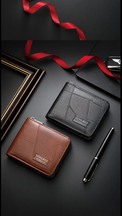 New style wallet for men and women, long single zipper handbag, fashionable and retro patchwork, large capacity purse, loose cha