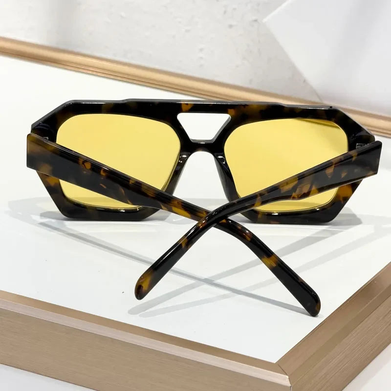 Designer Hollow Thick Acetate Women's Sunglasses Handmade Square Brand Design High Quality Female UV400 Prescription Glasses
