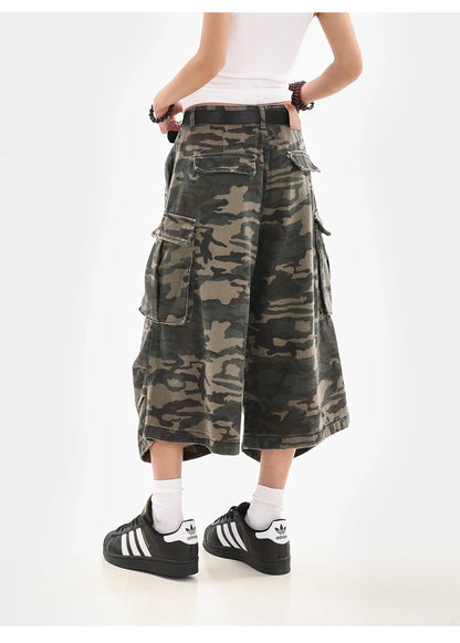 Summer Women Tomboy Camouflage Japanese Abi Jorts Jean Y2K 2000s Aesthetic Capri Pants Harajuku Denim High Street Goblin Core