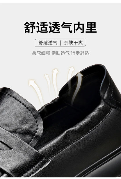 Spring Autumn New Genuine Leather Shoes for Men Black Fashion Business Casual Shoes Male High Quality Designer Loafers Man