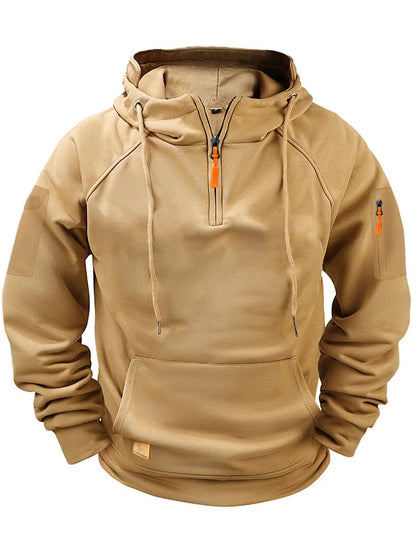 Autumn/Winter New Men's Hoodie Fashion Casual Sports Hoodie Retro Harajuku Long Sleeve Zipper Multi Pocket Loose Street Wear