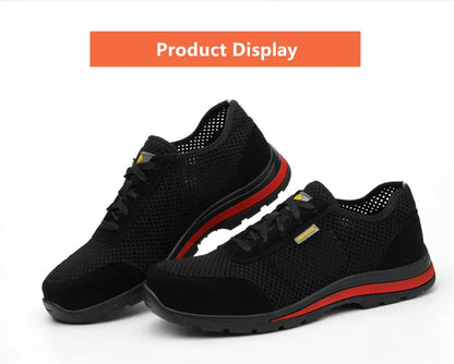 summer work shoes with protection security shoes men breathable safety shoes lightweight work shoes with steel toe work sneakers