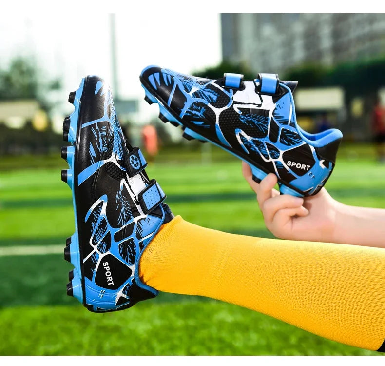 Kids Soccer Shoes Outdoor Non-Slip Football Sports Shoes Boy Training Shoes Child HOOK&LOOP Lightweight Children's Soccer Cleats