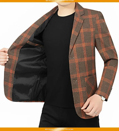 Brand Plaid Striped Business Blazers for Mens 2026 New Spring Autumn Fashion Casual Suit Jacket Men Interview Coat