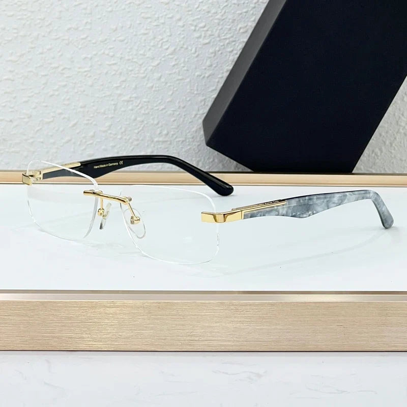 Luxury THE ARTIST I Rimless Sunglasses Alloy Acetate Designer Brand Fashion Design Irregular Square UV400 High Quality Men Women
