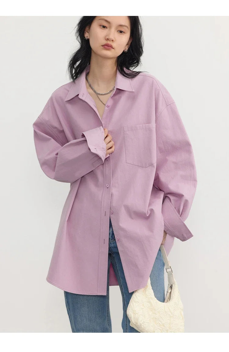 Korean Women's Long-sleeved Shirt Loose Woman Tops Fashion Woman Blouse Office Lady Coat 2025 Spring Autumn Clothing