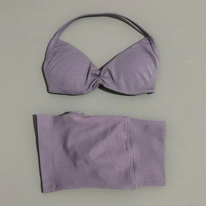 2 Piece Yoga Sets Women  Low Waist Seamless Push Up Bra Scrunch Butt Lift No Digging Comfortable Gym Running Tracksuits