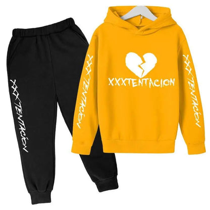 Kids Spring Hip Hop Star Print Tracksuits 4-14 Year Boys Girls Fashion Streetwear rap Hoodie+Pants Outfits Sets Children Clothes