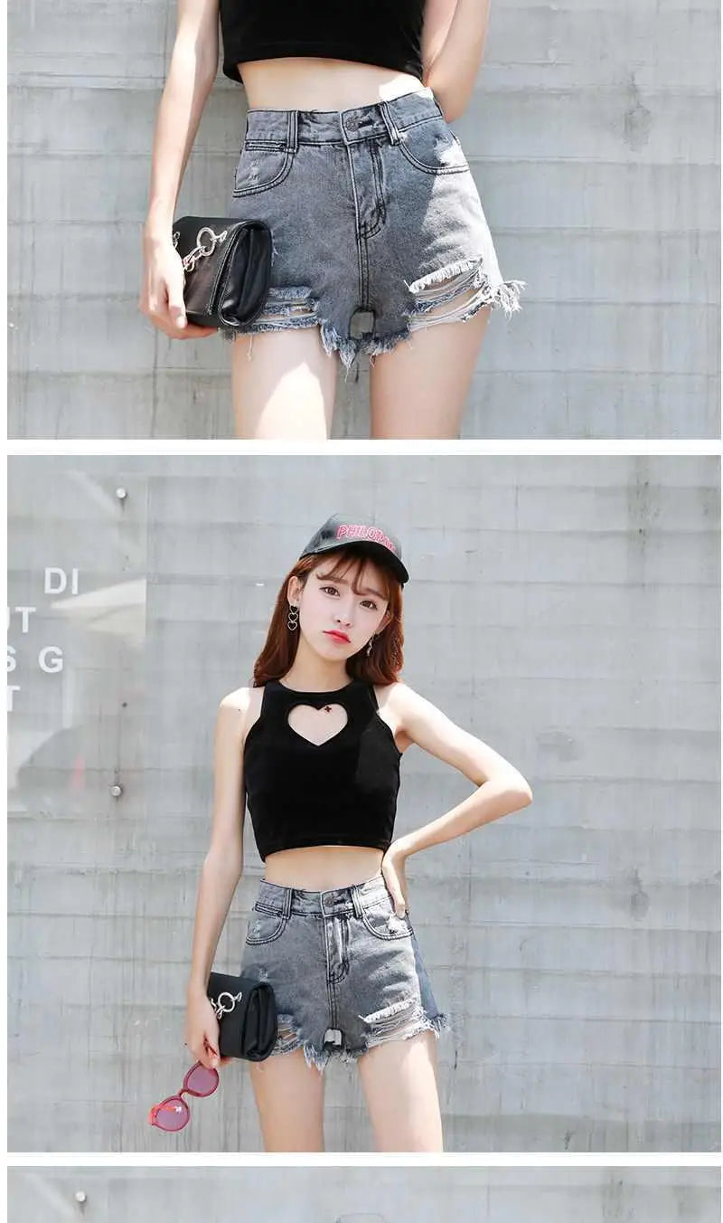Women's Shorts Punk Ripped Baggy Short Pants for Woman To Wear Mini Loose Jeans Denim Korean Style XL Streetwear Clothing Cheap