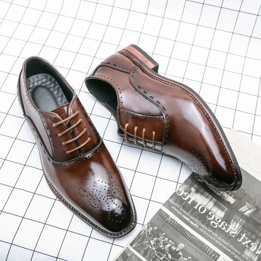 High Quality Leather Business Formal Shoes 2026 Classic Italian Casual Dress Shoes Men Elegant Office Formal Oxford Shoes