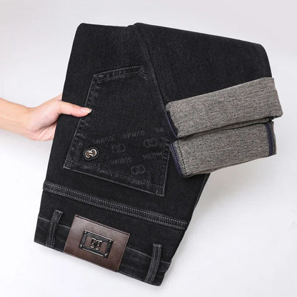 New Men's Comfortable Soft Business Fashion Straight Casual Denim Trousers Male Brand Clothing Light Luxury Stretch Slim Jeans