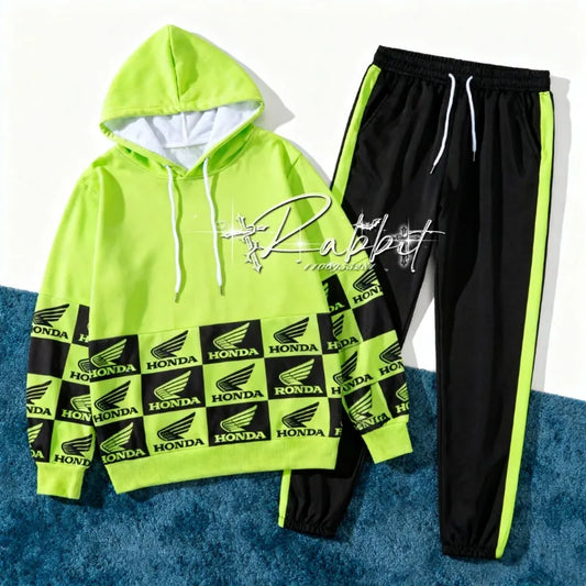 Racing Track Rider Fashion Cycling Motorcycle Set Retro Hoodie Casual Sports Pants Two Piece Off Road Set Downhill Bike