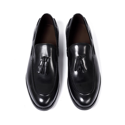 Classic Men's Genuine Leather Tassel Loafers Handmade Slip-On Casual Shoes Comfortable for Office Wedding Dressing Daily Wear