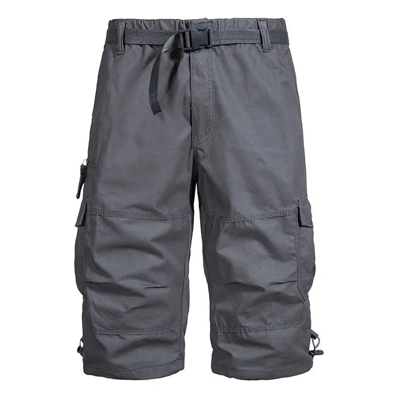 Men Summer Capri Pants Men Plus Size Multi Pocket Cargo Shorts Men Casual Outdoor Breathable Lightweight Daily Wear Street Style