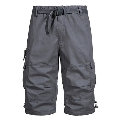 Men Summer Capri Pants Men Plus Size Multi Pocket Cargo Shorts Men Casual Outdoor Breathable Lightweight Daily Wear Street Style