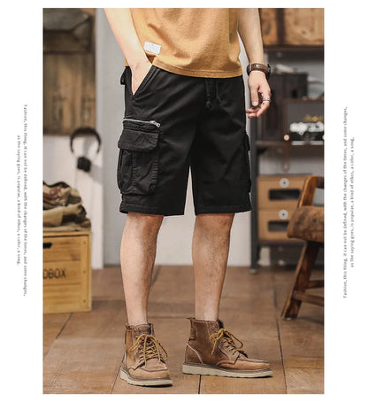 Men Summer New Multi Pocket Cargo Shorts Men Cotton Loose Breathable Fashion Trend Casual Versatile Five Points Pants Men Shorts