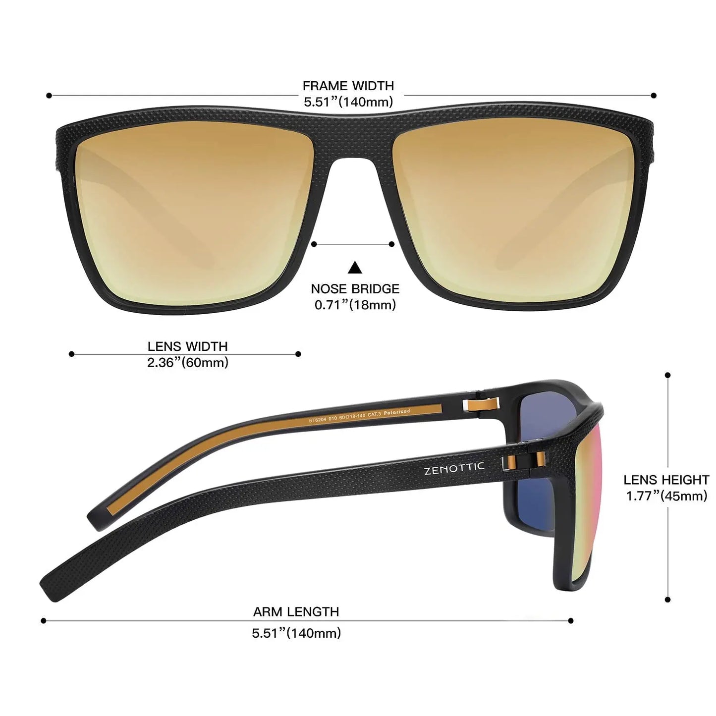 Polarized Sunglasses for Men Shades Lightweight TR90 Frame UV400 Protection Square Outdoor Trave Driving Sun Glasses