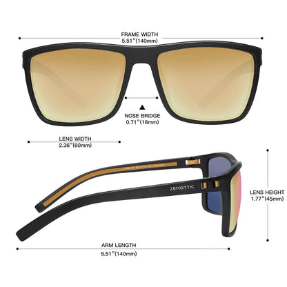 Polarized Sunglasses for Men Shades Lightweight TR90 Frame UV400 Protection Square Outdoor Trave Driving Sun Glasses