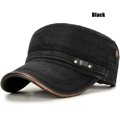 Brand New Men Women Washed Distressed Cotton Adjustable Flat Top Cadet Cap Fashion Classic Unisex Outdoor Casual Sport Cap