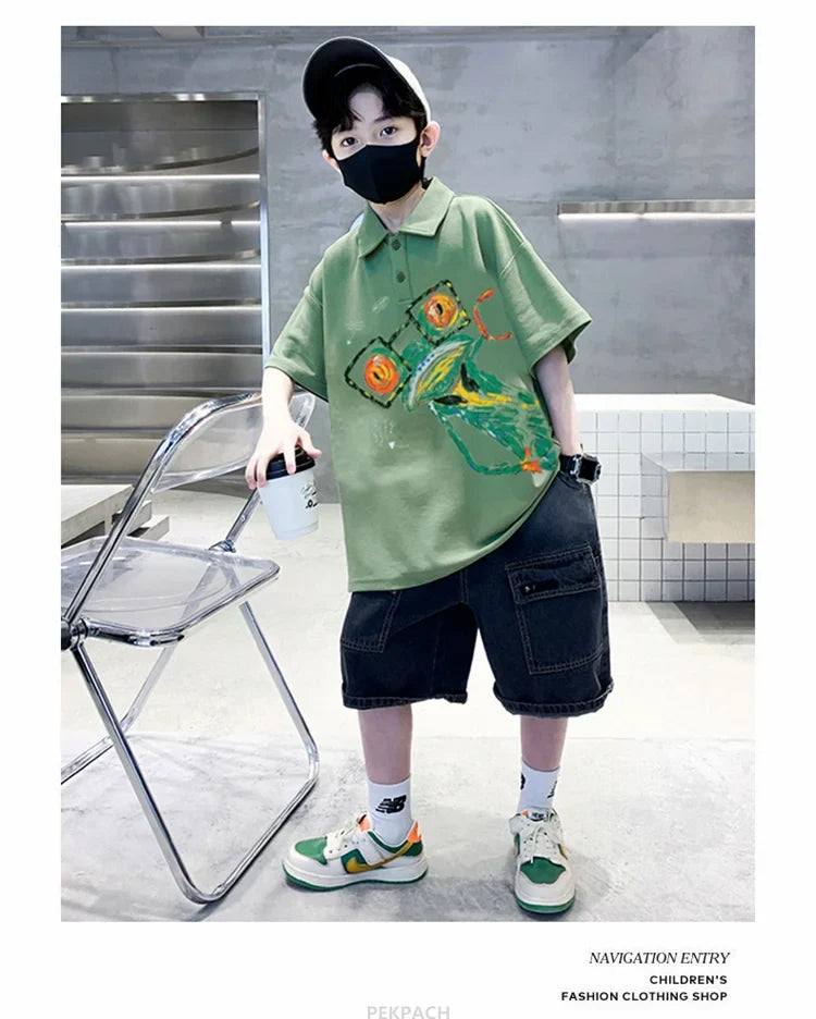 Teen Boys Clothing Sets Summer Big Size New Casual Outfits Kids Tracksuit For Boys Sport Suit Children Clothes 8 9 10 12 14 Year