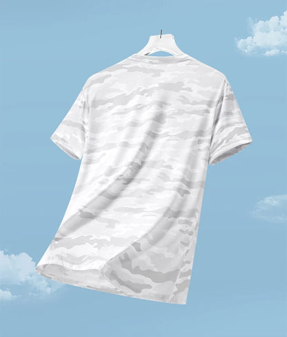 Functional Fabric Mosquito-Resistant Antibacterial Sweat-Wicking Ice Feeling 2025 New Ice Silk T-Shirt Men's Short Sleeve Thin Q