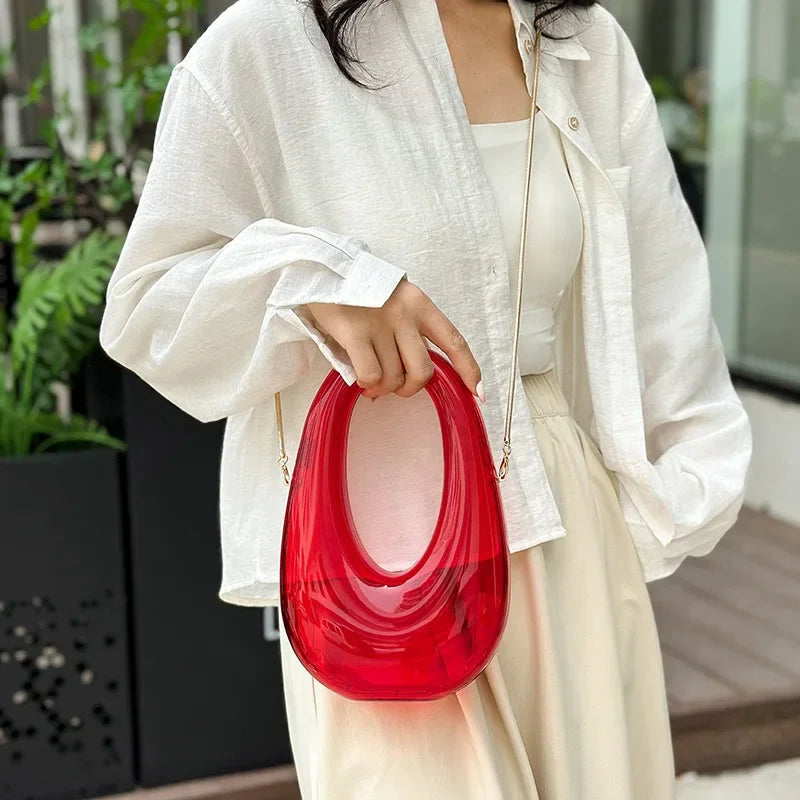 Acrylic Going Out Handbag Ins Famous Fashion Glossy Women's Dinner Bags Diagonal Span Wrist Bag Shoulder Messenger Bag