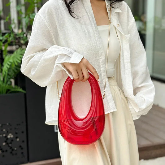 Acrylic Going Out Handbag Ins Famous Fashion Glossy Women's Dinner Bags Diagonal Span Wrist Bag Shoulder Messenger Bag