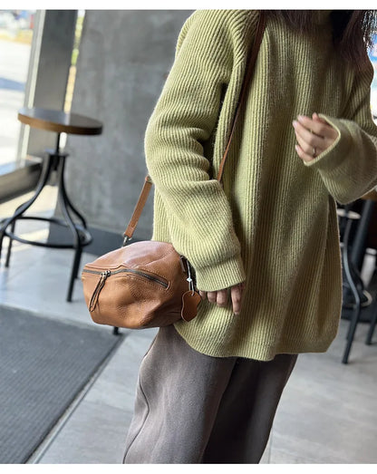 2026 New Leisure Genuine Leather Lightweight Women Shoulder Crossbody Bag Retro Soft Cowhide Versatile Bag