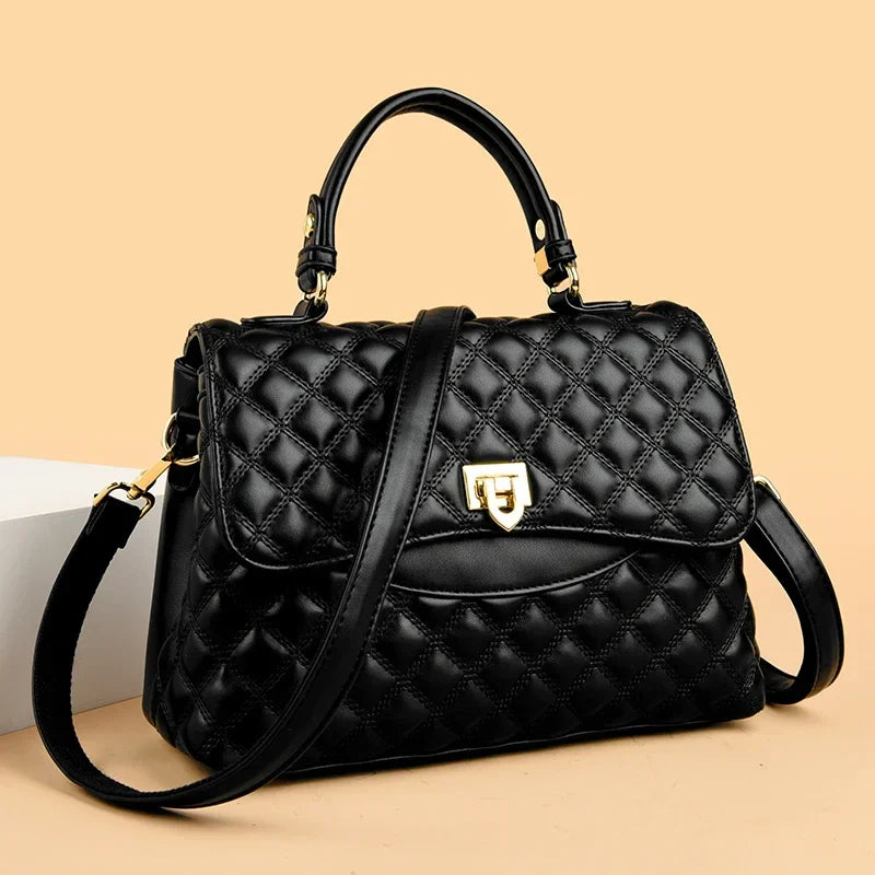 New Women's Soft Leather Shoulder Bags Multi-Layer Pockets Messenger Crossbody Bags Luxury Designer Female Handbags and Purses